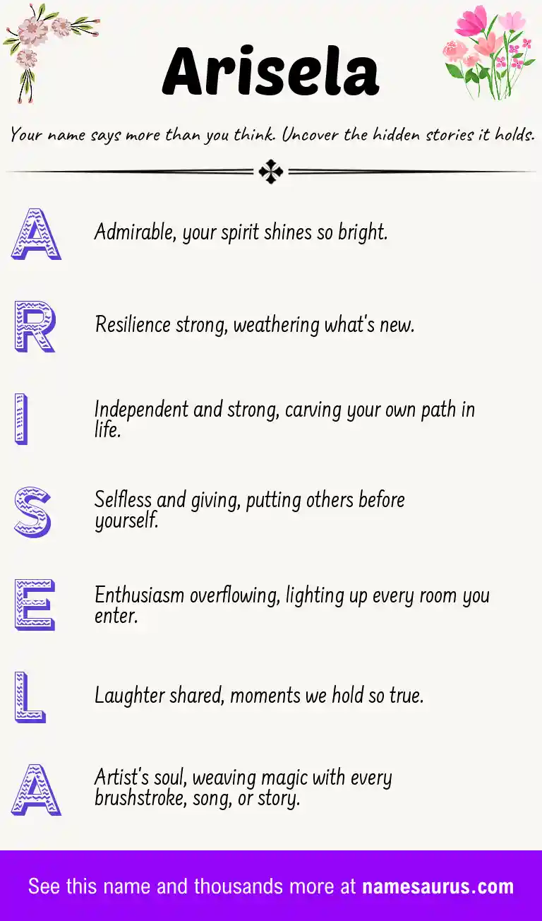 Acrostic poem about Arisela.