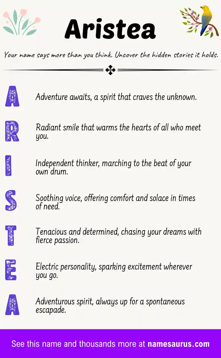 Acrostic poem about Aristea.