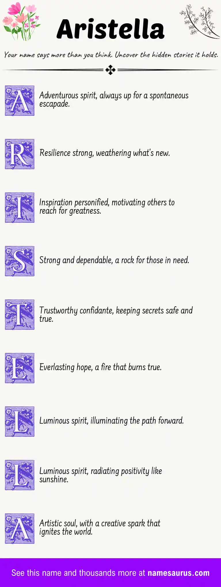 Acrostic poem about Aristella.