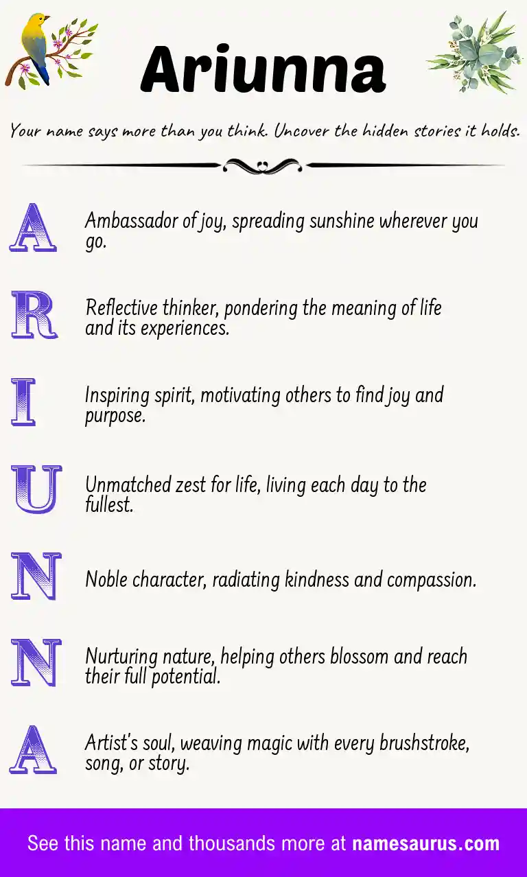 Acrostic poem about Ariunna.