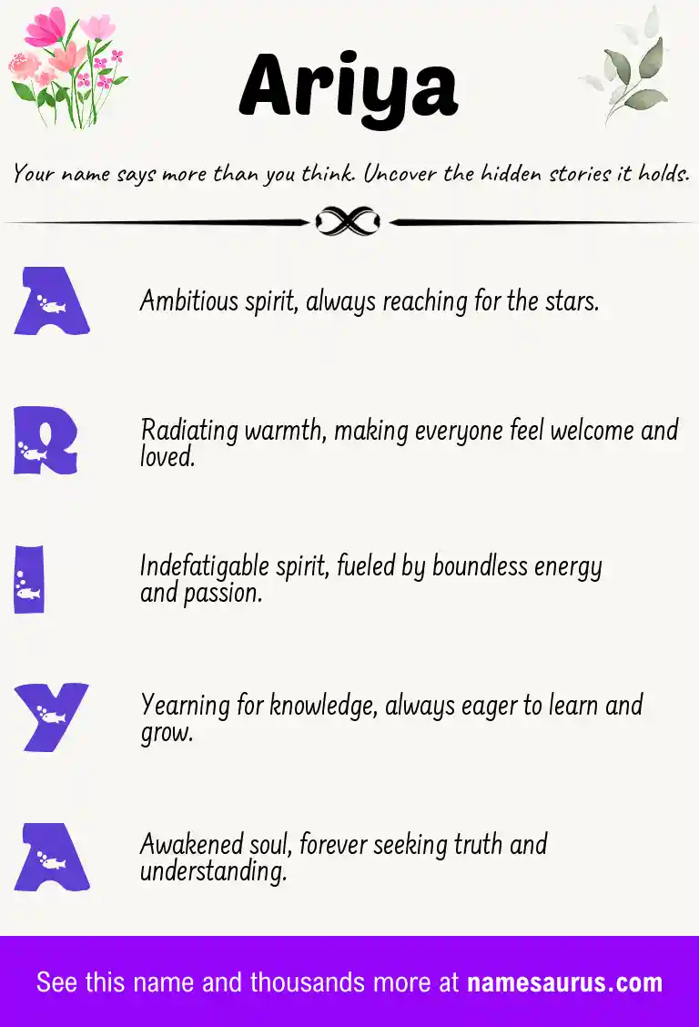 Acrostic poem about Ariya.