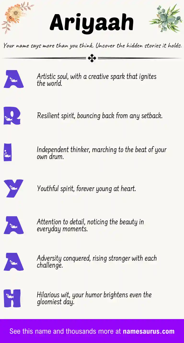 Acrostic poem about Ariyaah.