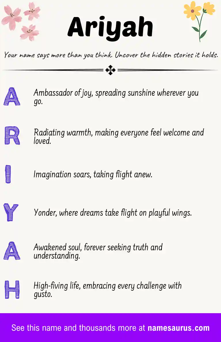 Acrostic poem about Ariyah.
