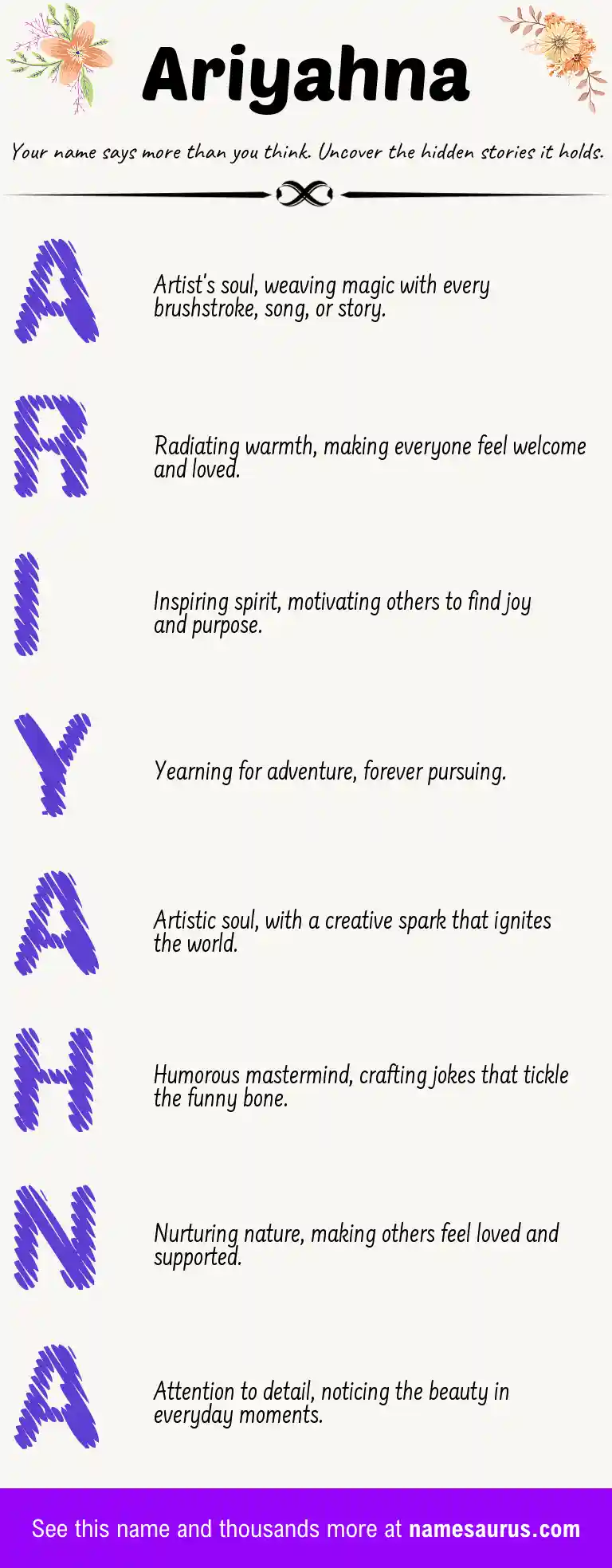 Acrostic poem about Ariyahna.