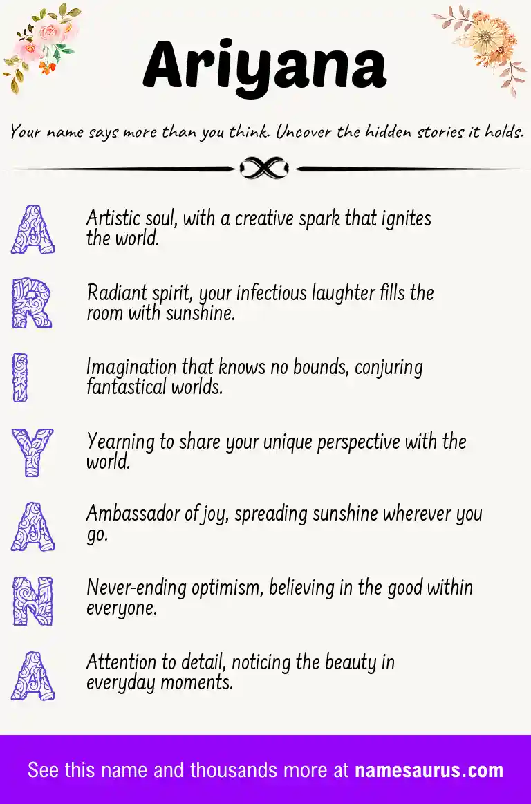 Acrostic poem about Ariyana.