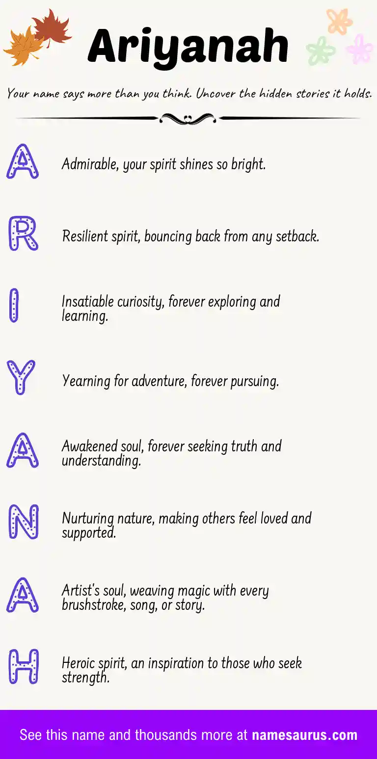 Acrostic poem about Ariyanah.