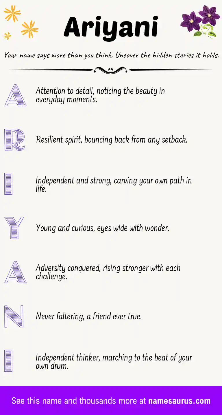 Acrostic poem about Ariyani.