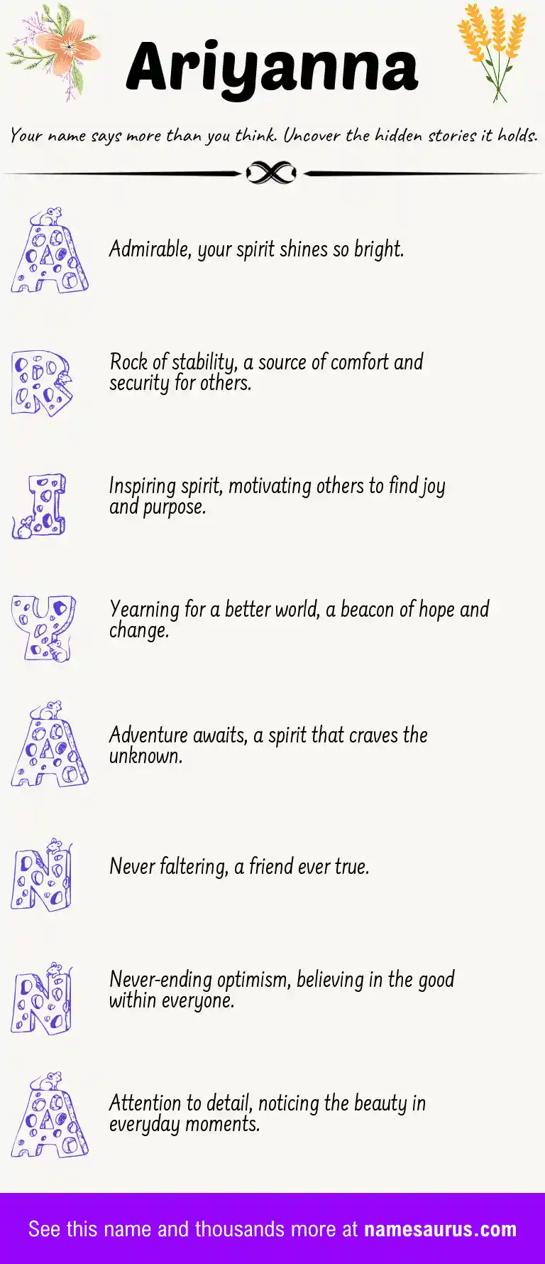 Acrostic poem about Ariyanna.