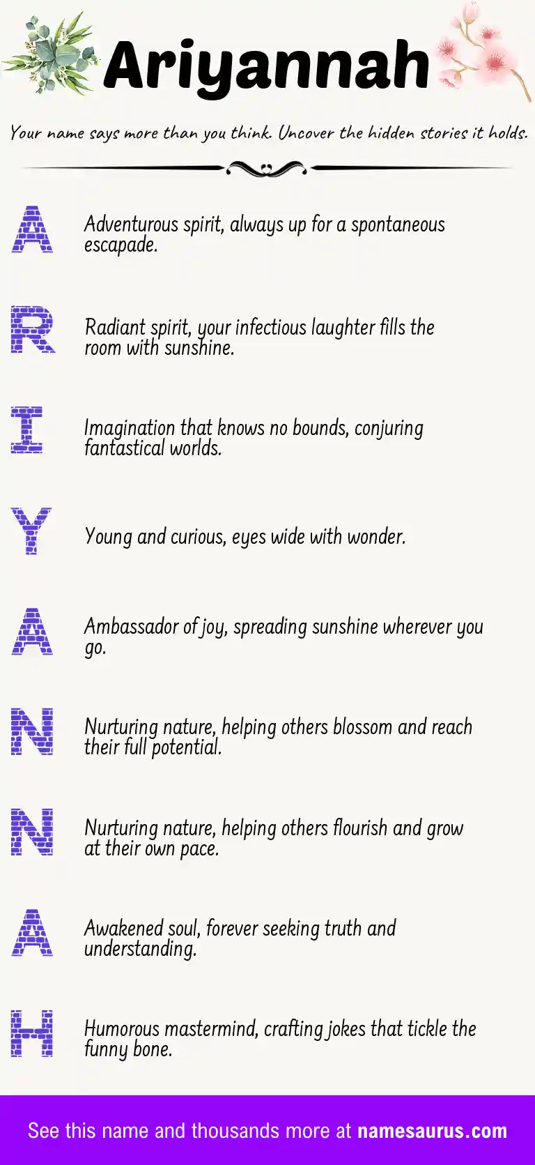 Acrostic poem about Ariyannah.