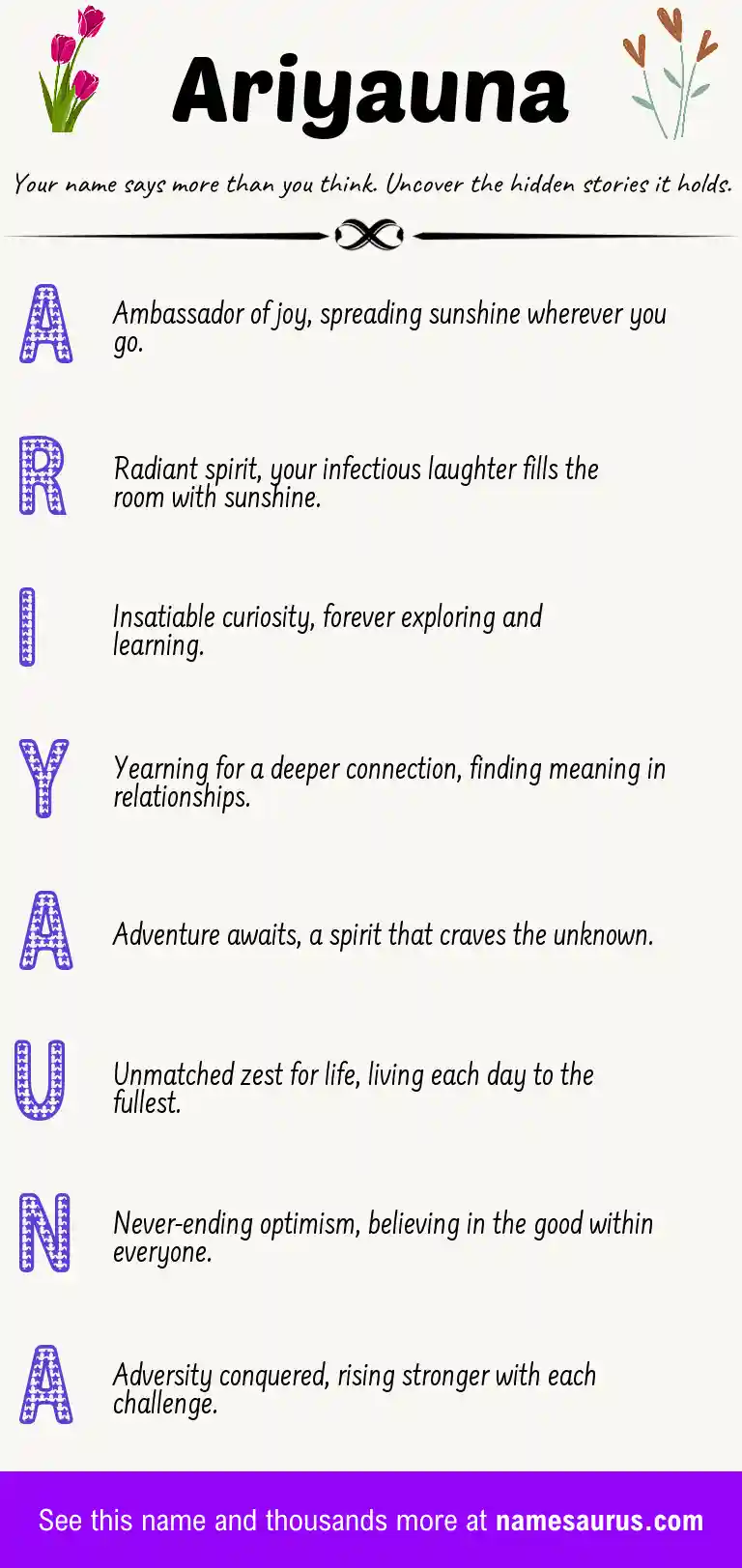Acrostic poem about Ariyauna.