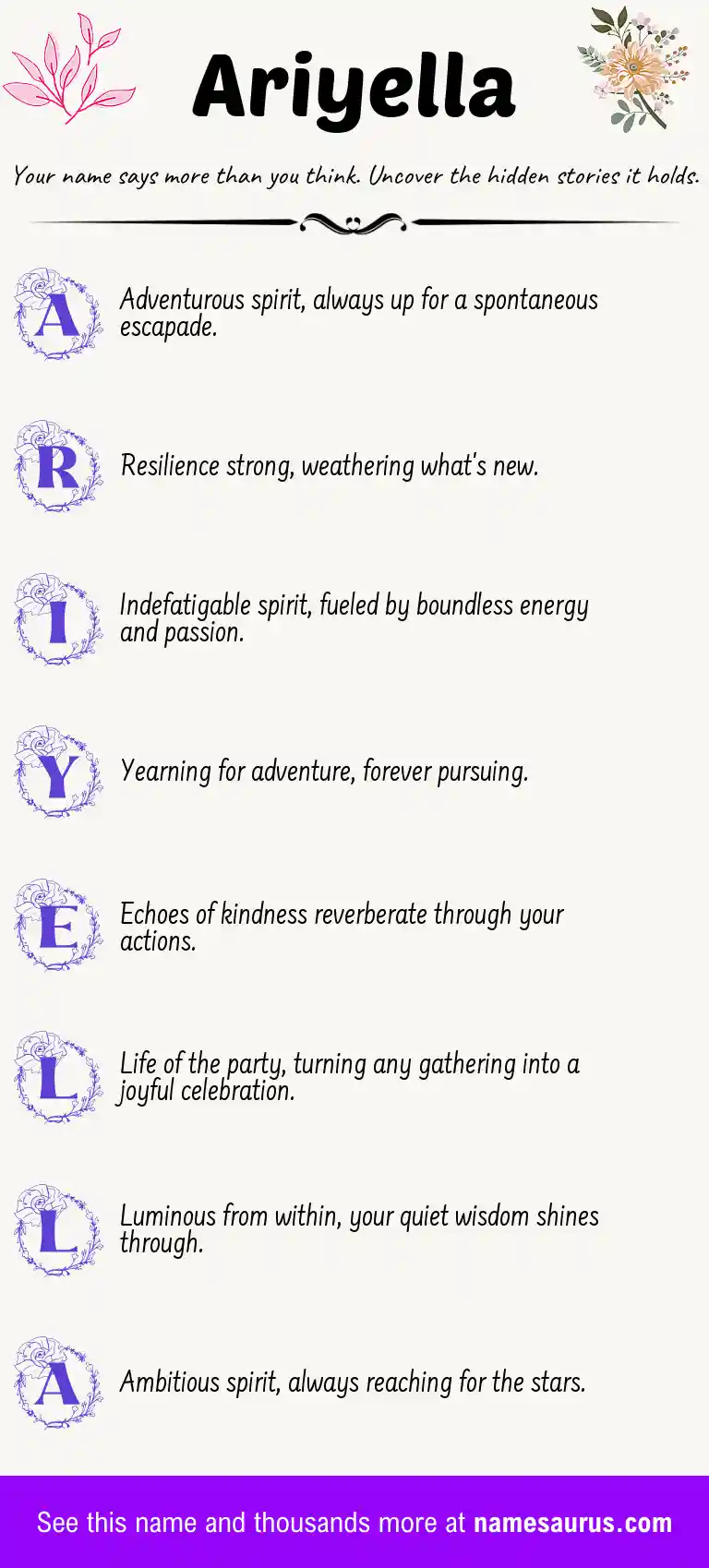 Acrostic poem about Ariyella.