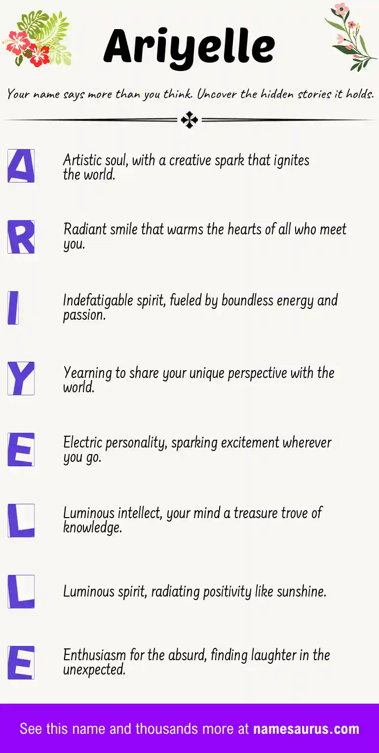 Acrostic poem about Ariyelle.