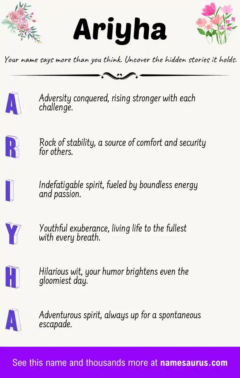 Acrostic poem about Ariyha.