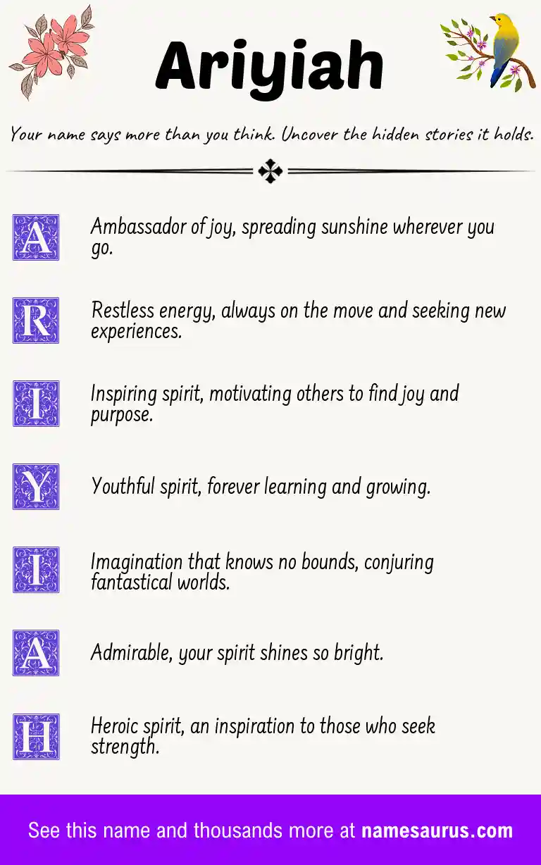 Acrostic poem about Ariyiah.