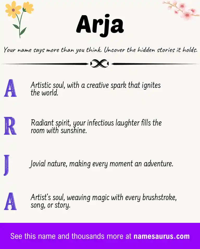 Acrostic poem about Arja.