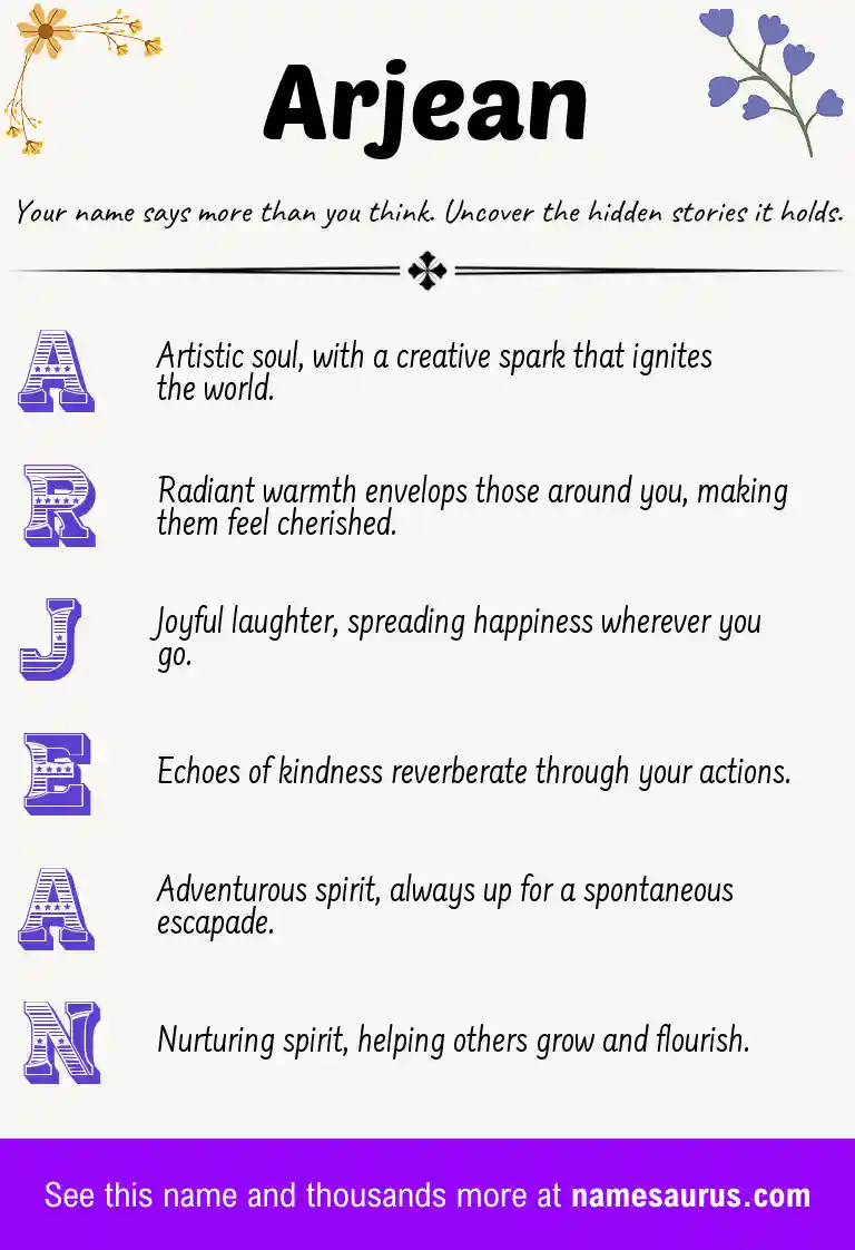 Acrostic poem about Arjean.