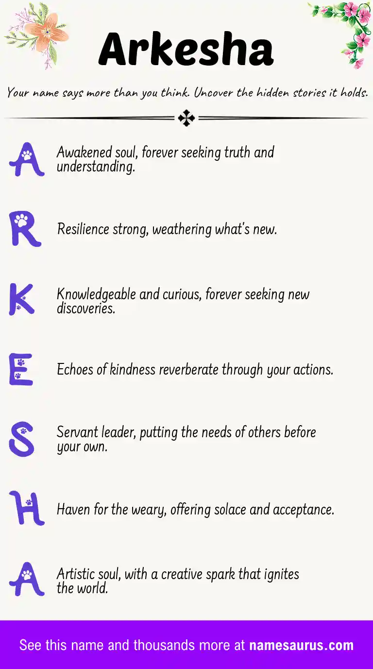 Acrostic poem about Arkesha.