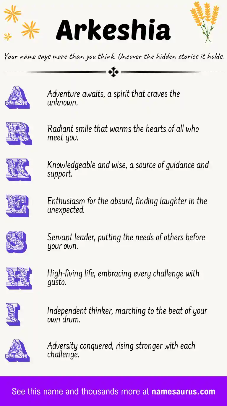 Acrostic poem about Arkeshia.