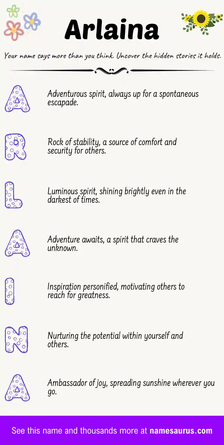 Acrostic poem about Arlaina.