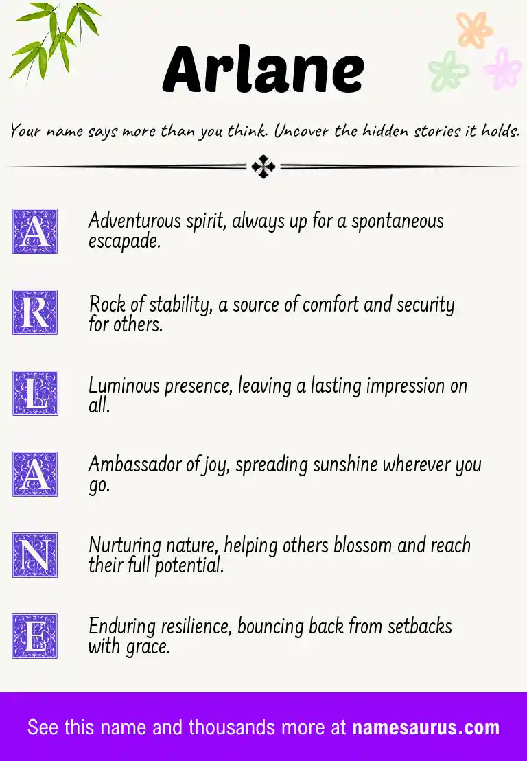 Acrostic poem about Arlane.