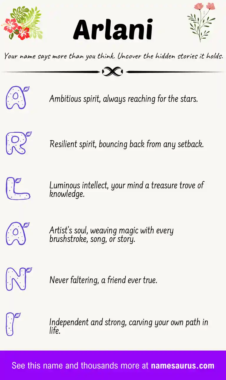 Acrostic poem about Arlani.