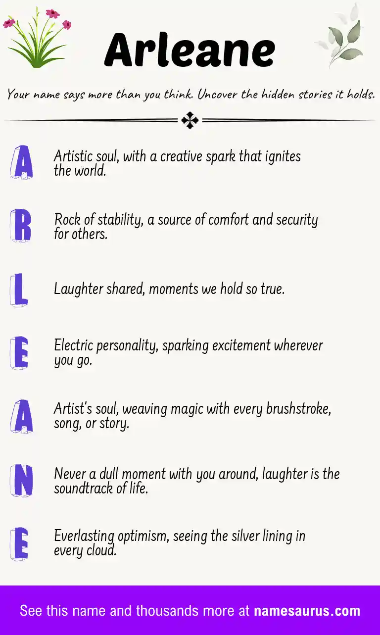 Acrostic poem about Arleane.