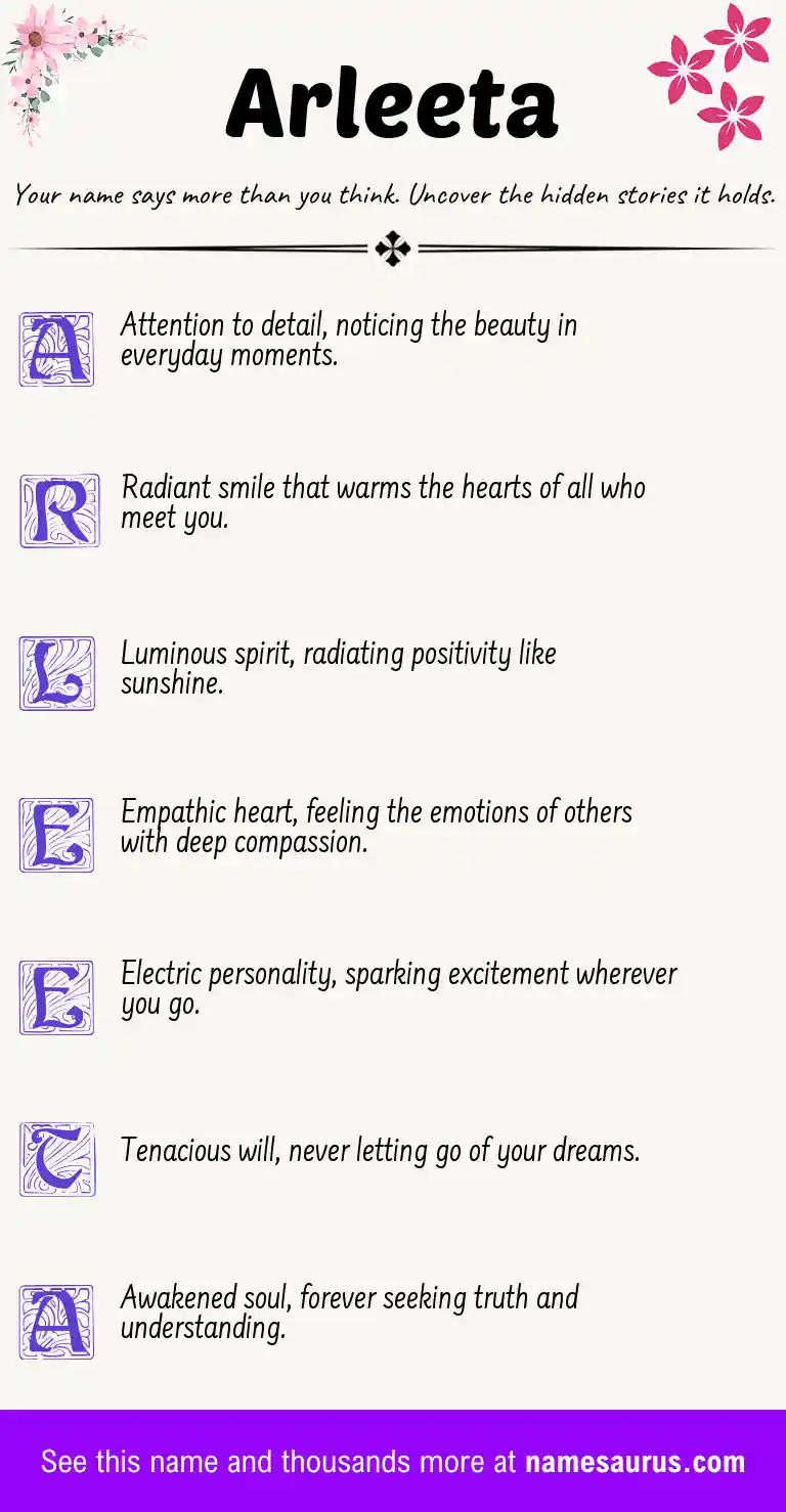Acrostic poem about Arleeta.