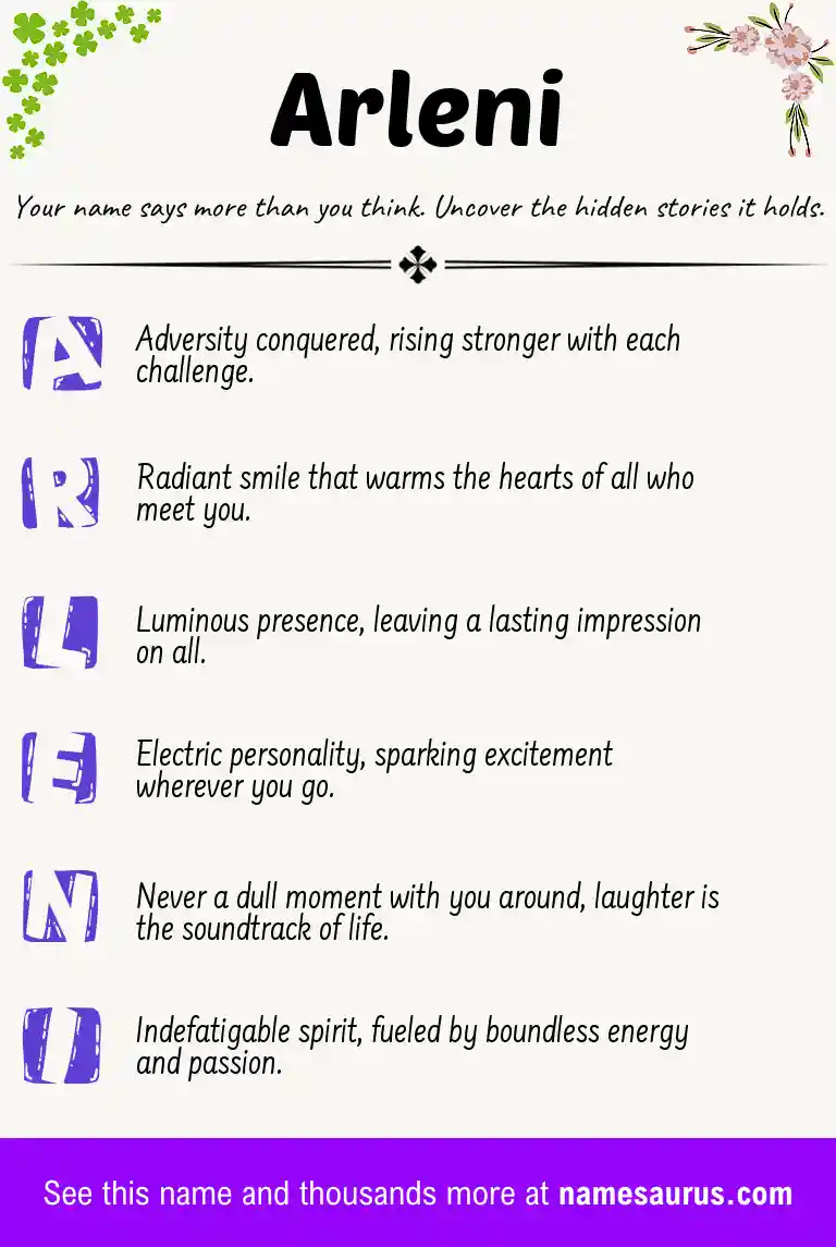 Acrostic poem about Arleni.