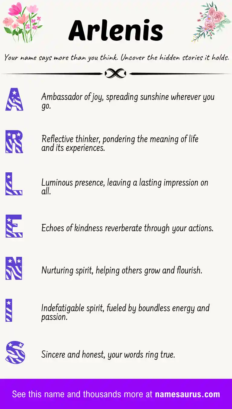 Acrostic poem about Arlenis.