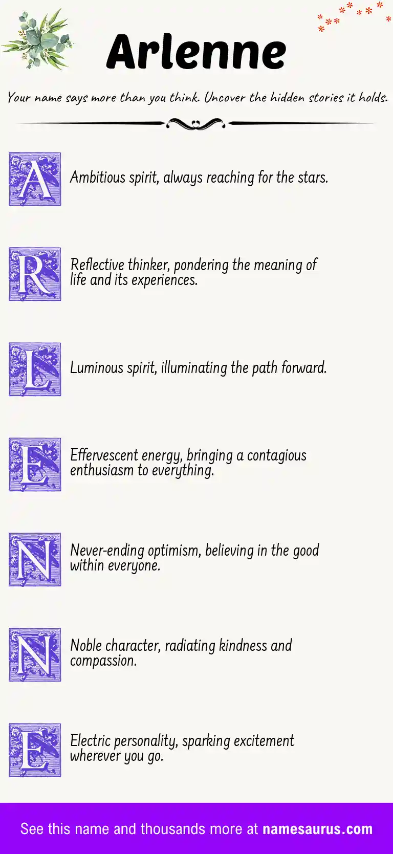 Acrostic poem about Arlenne.