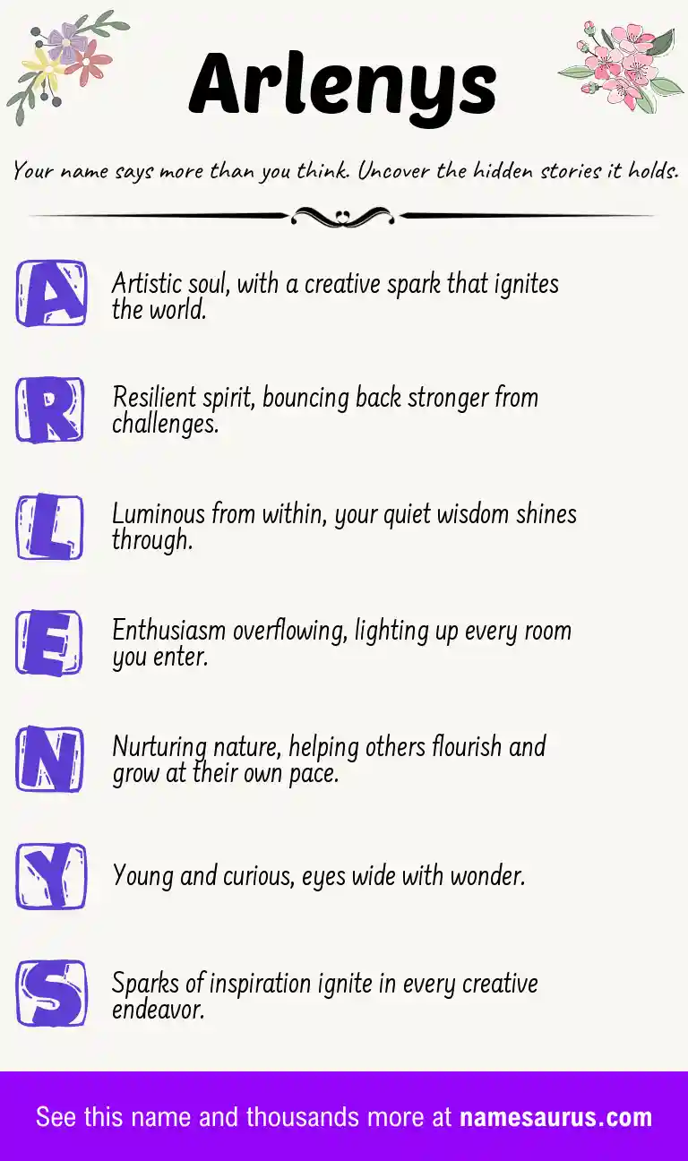 Acrostic poem about Arlenys.
