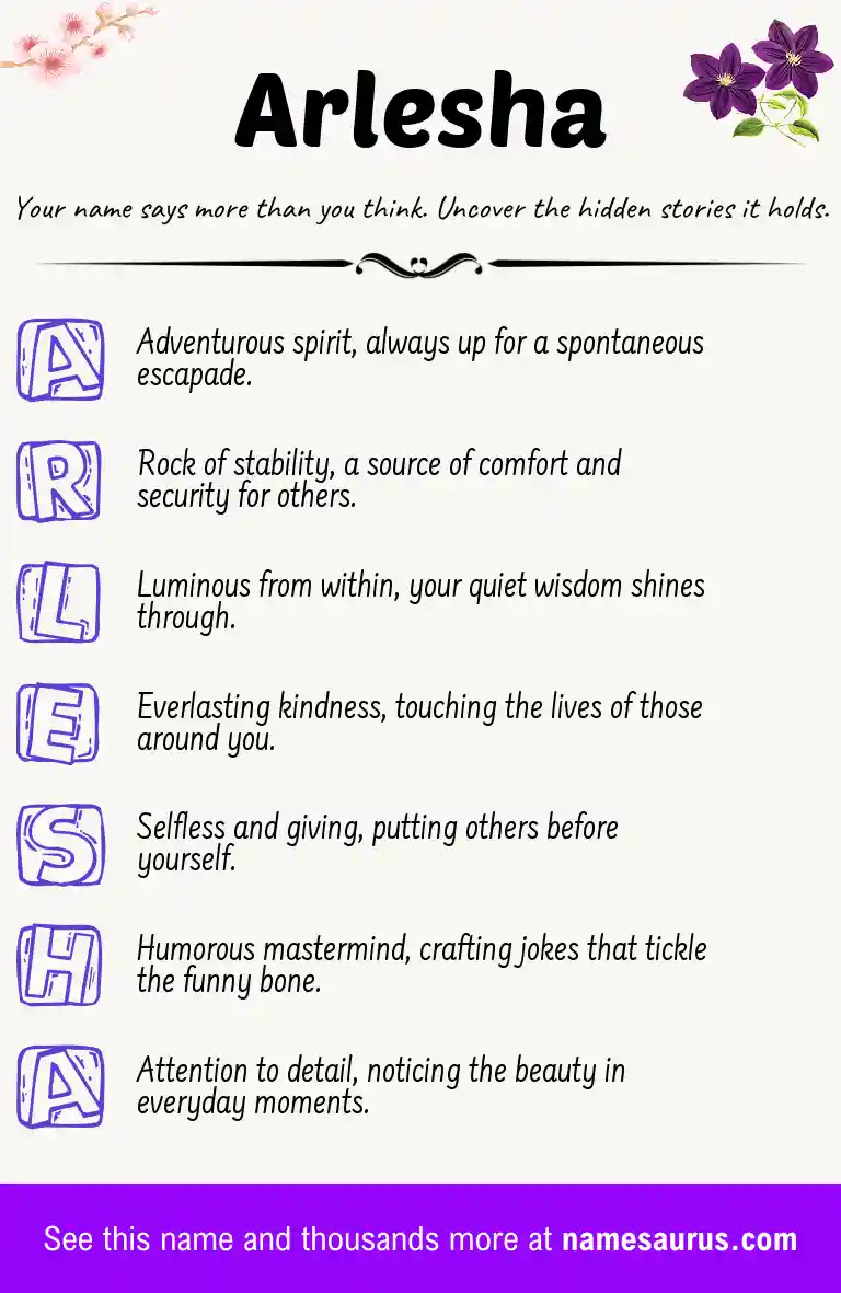 Acrostic poem about Arlesha.