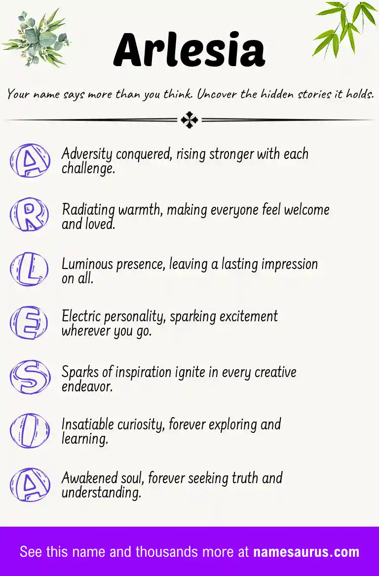 Acrostic poem about Arlesia.