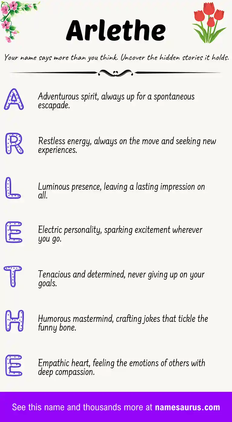 Acrostic poem about Arlethe.