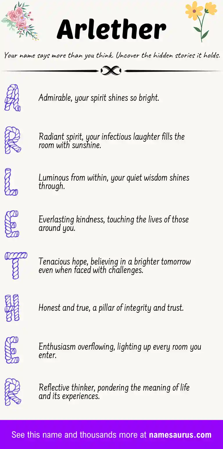 Acrostic poem about Arlether.