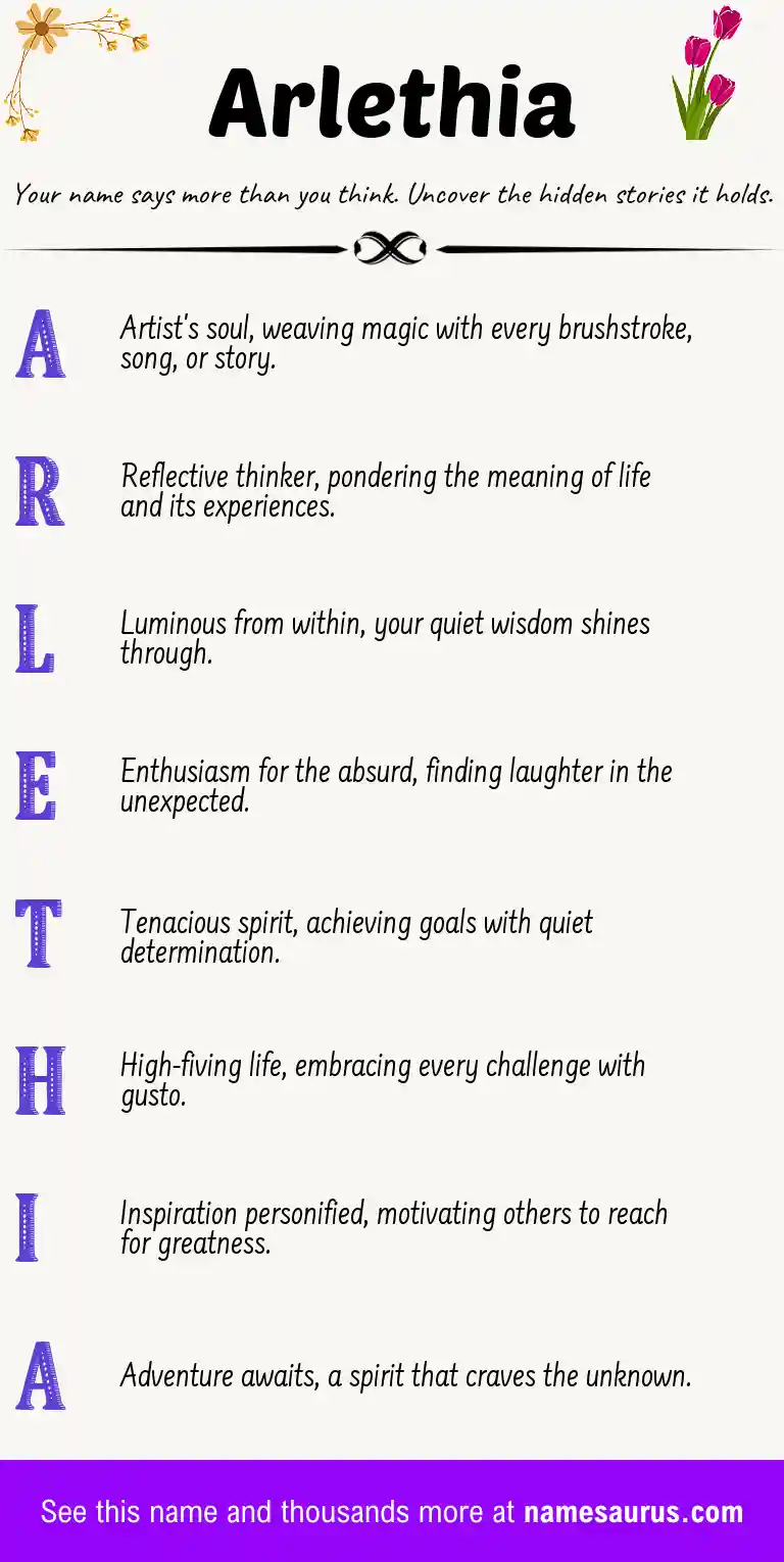 Acrostic poem about Arlethia.
