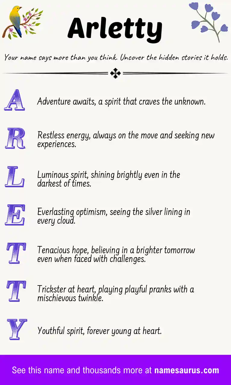Acrostic poem about Arletty.