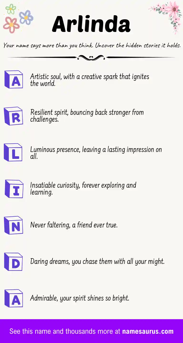 Acrostic poem about Arlinda.