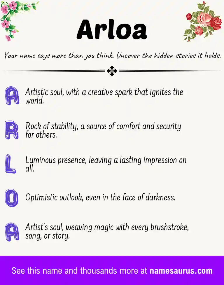 Acrostic poem about Arloa.