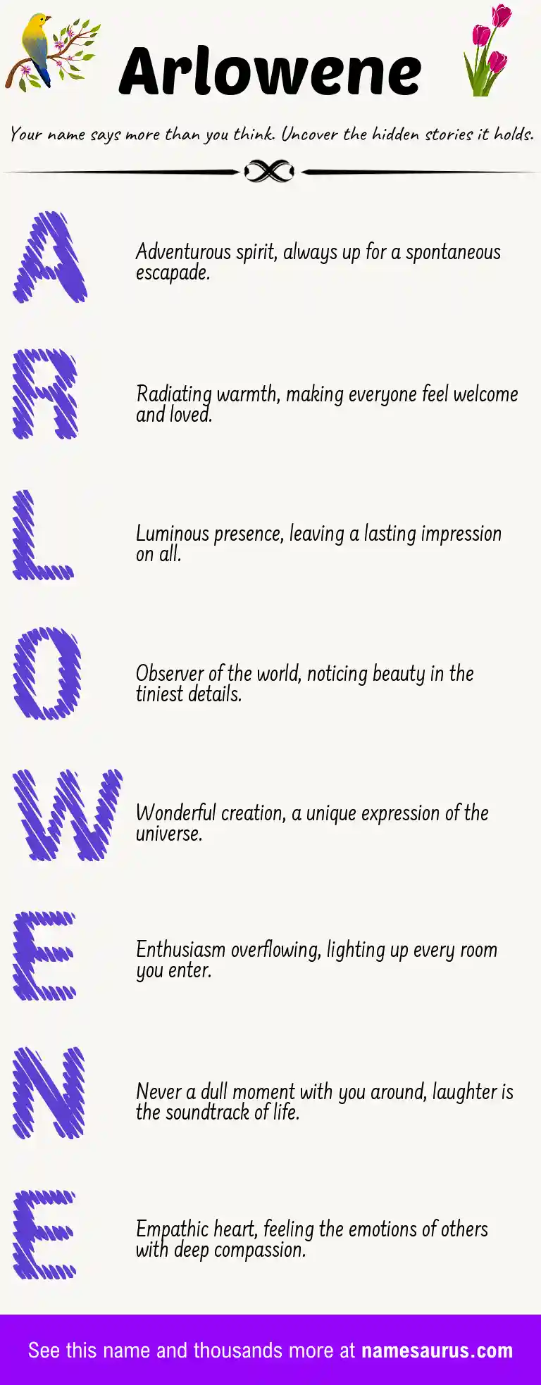 Acrostic poem about Arlowene.