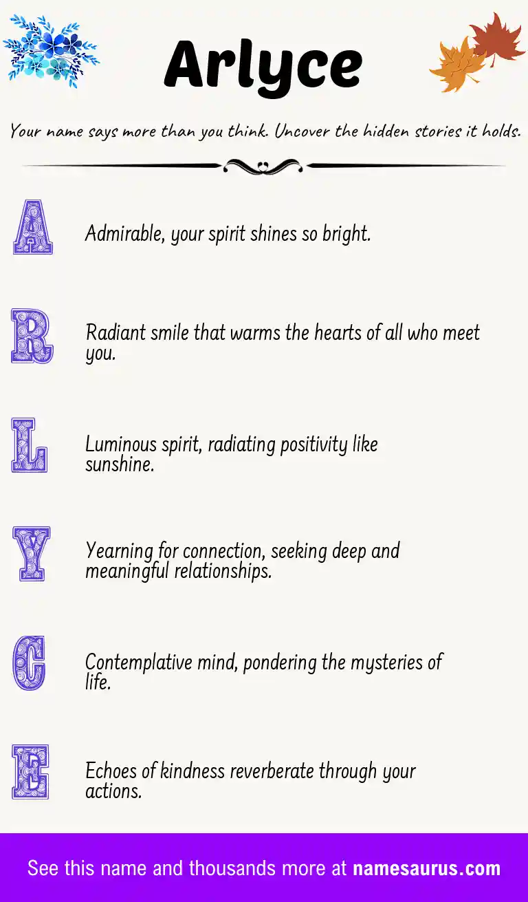 Acrostic poem about Arlyce.
