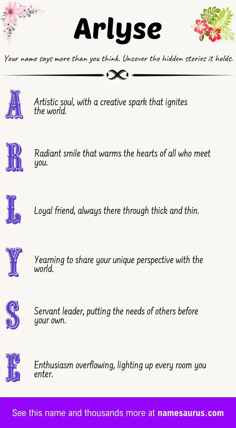 Acrostic poem about Arlyse.