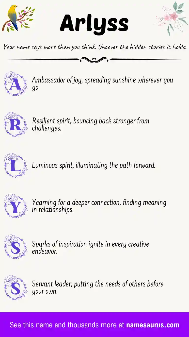 Acrostic poem about Arlyss.