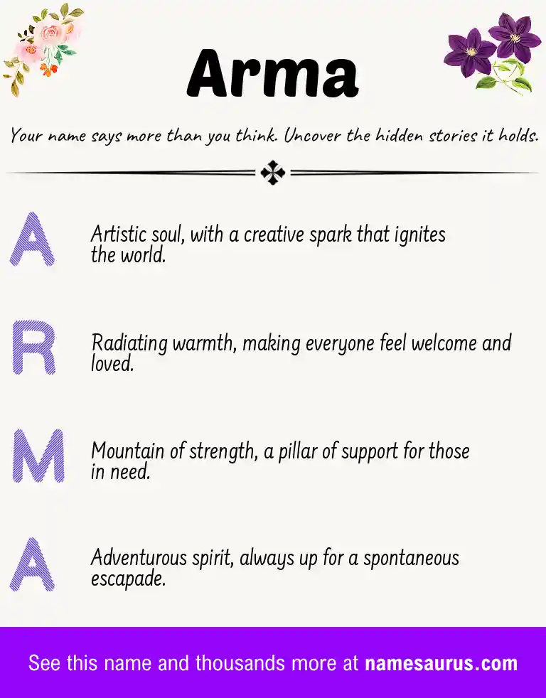 Acrostic poem about Arma.