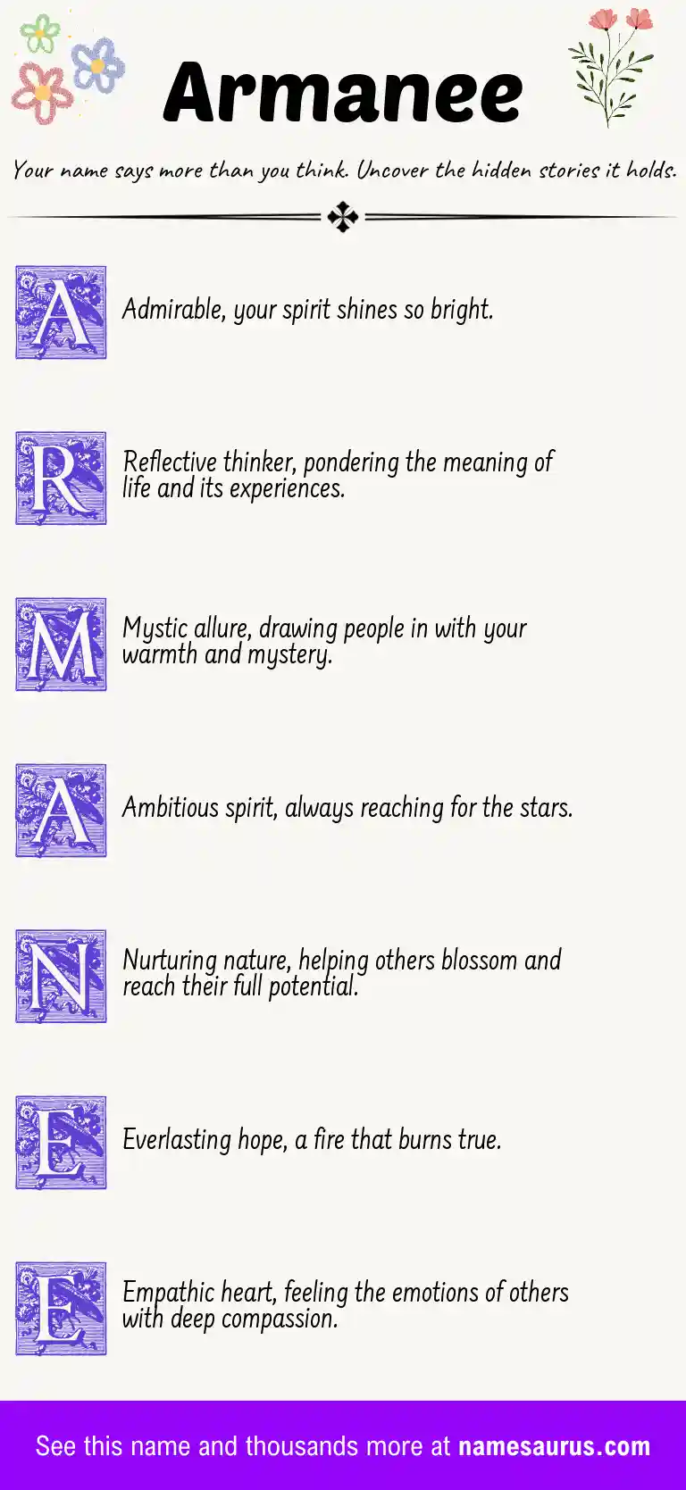 Acrostic poem about Armanee.