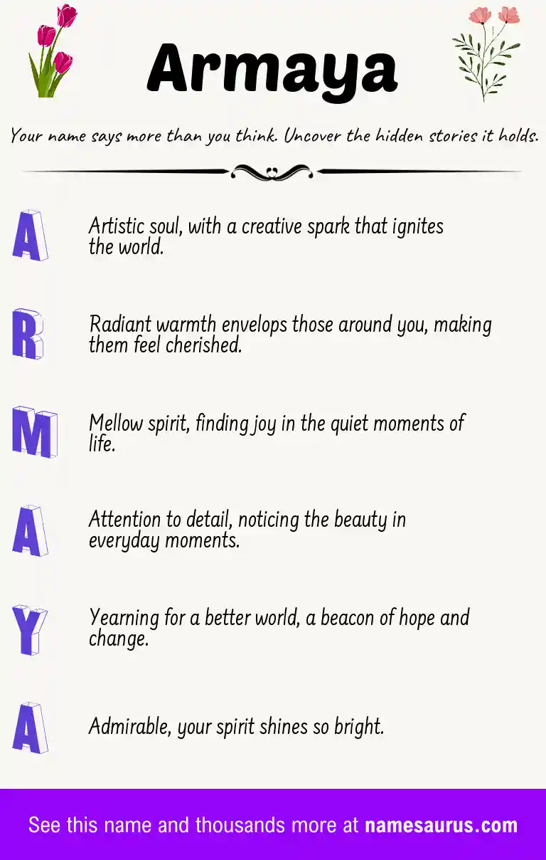 Acrostic poem about Armaya.