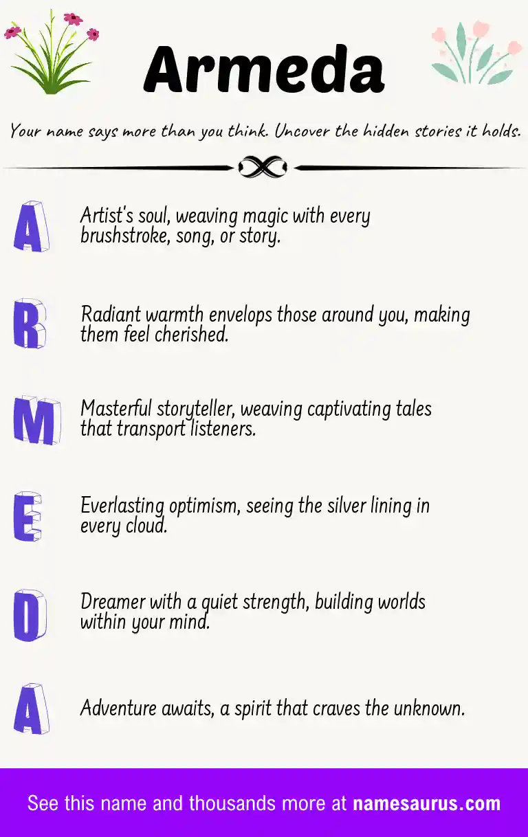 Acrostic poem about Armeda.