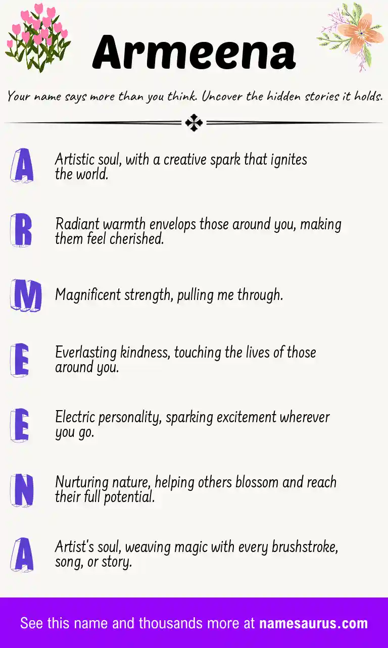 Acrostic poem about Armeena.