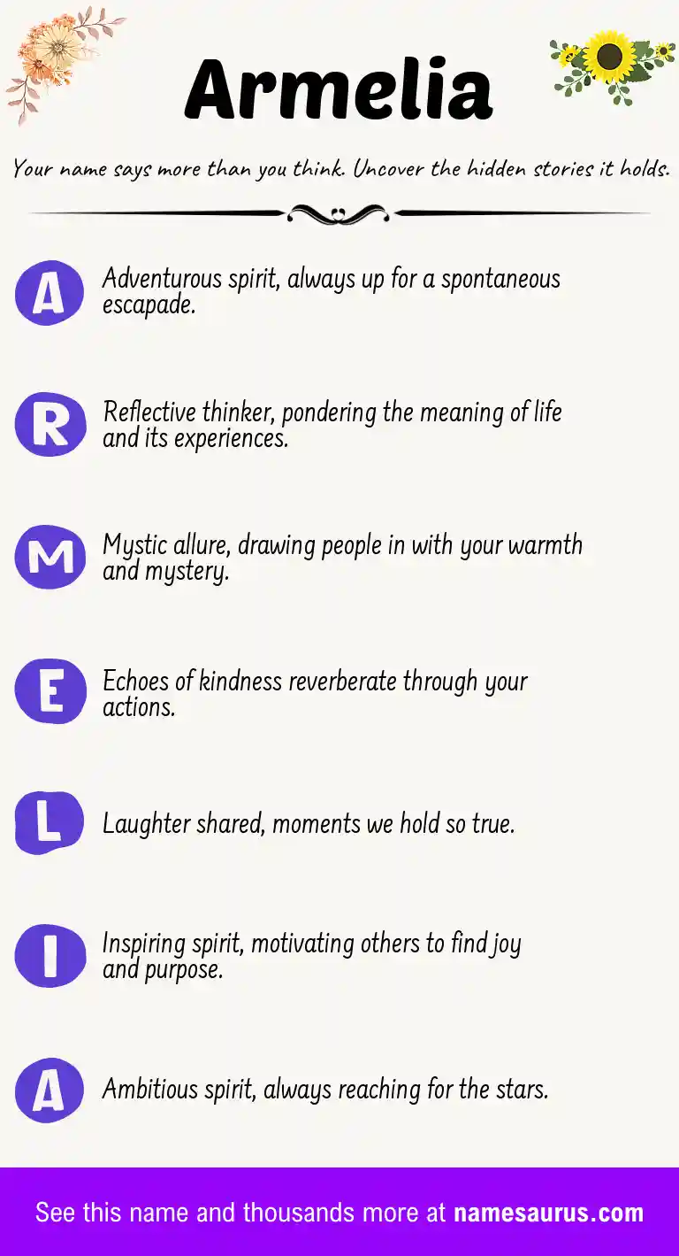Acrostic poem about Armelia.