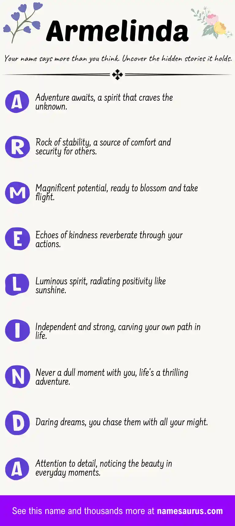 Acrostic poem about Armelinda.